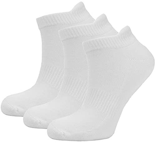 Green Bear Unisex Bamboo Trainer ankle socks - Sports - 3 pack - White - Extra Cushioned Sole - soft & antibacterial